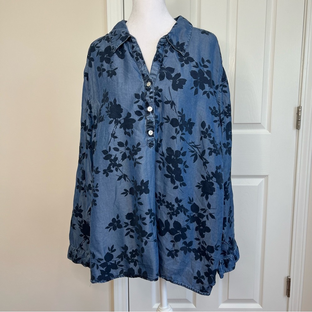 J. Jill denim blue popover top - Picture 4 of 11